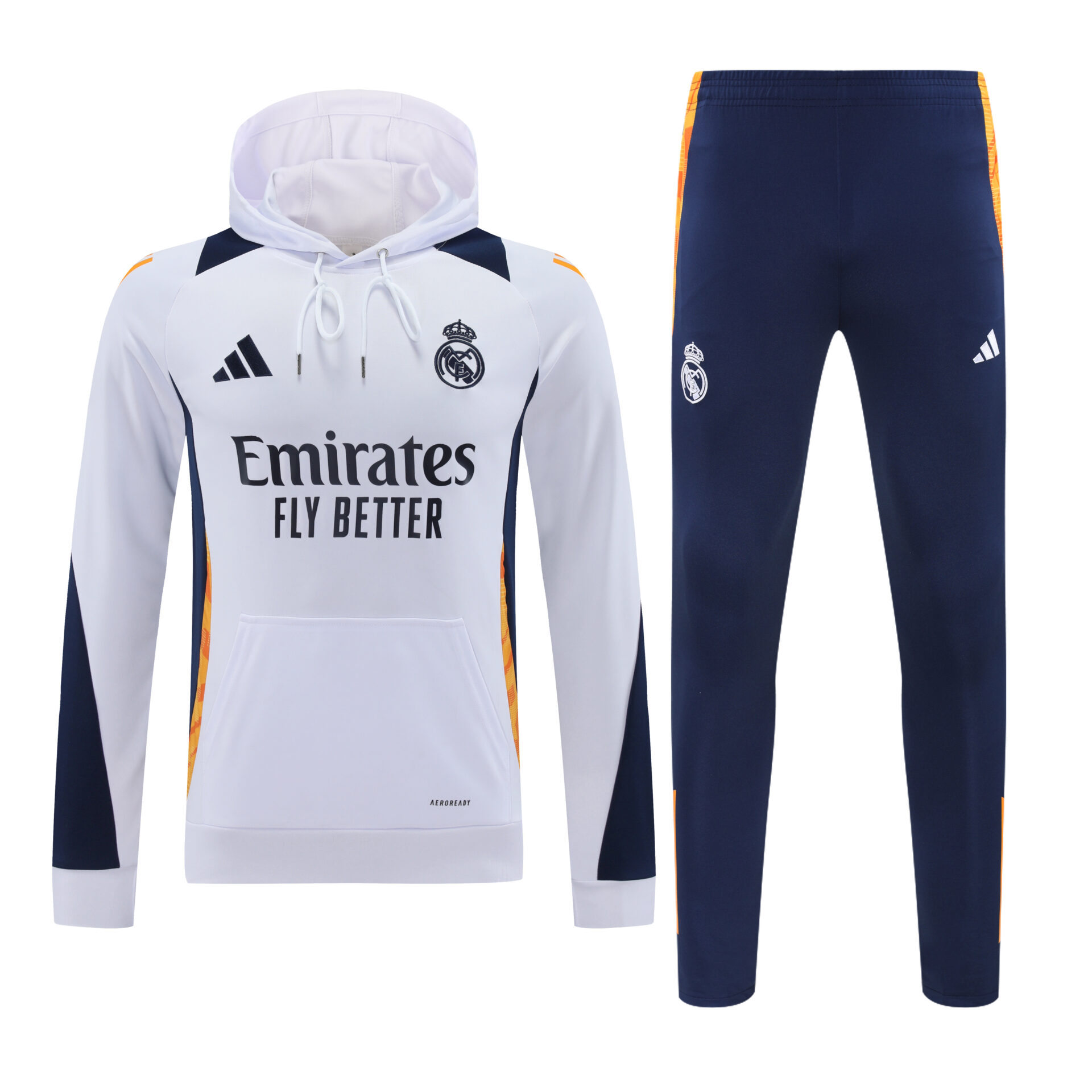 Conjunto manga larga Real Madrid blanco mangas negras