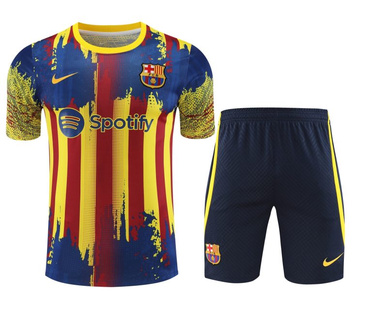 Conjunto de calentamiento FC Barcelona amarillo rojo y azul
