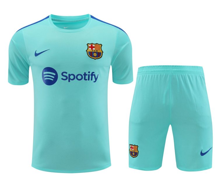 Conjunto de calentamiento FC Barcelona azul cielo y azul
