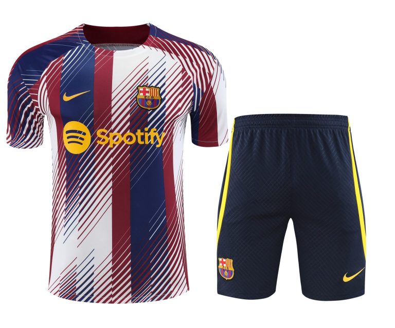 Conjunto de calentamiento FC Barcelona azul blanco y rojo