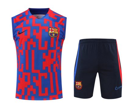 Conjunto tirantes FC Barcelona azul y rojo píxel