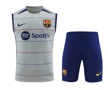 Conjunto tirantes FC Barcelona gris rayas
