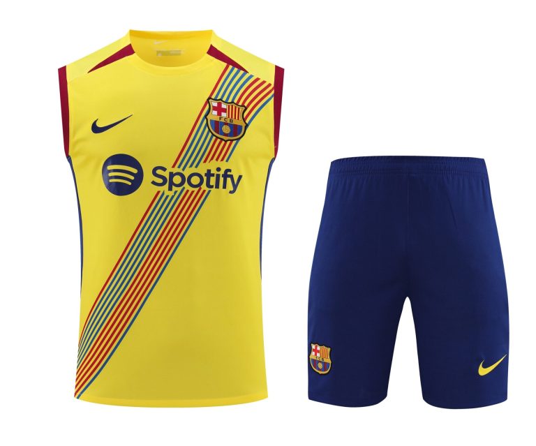 Conjunto tirantes FC Barcelona amarillo franja azul y roja