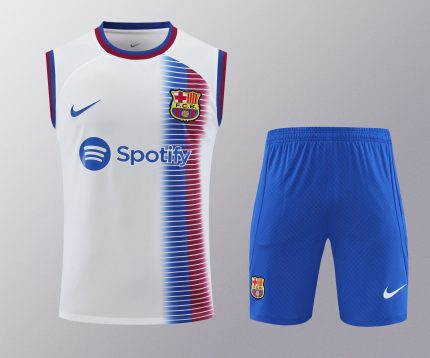 Conjunto tirantes FC Barcelona blanco franja azul y roja